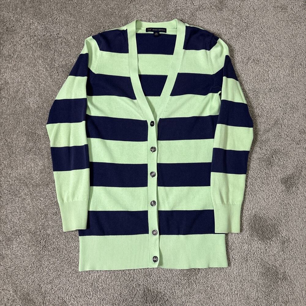 Brooks Brothers 346 Women Cardigan Sz Xs Sweater Green Blue Stripes